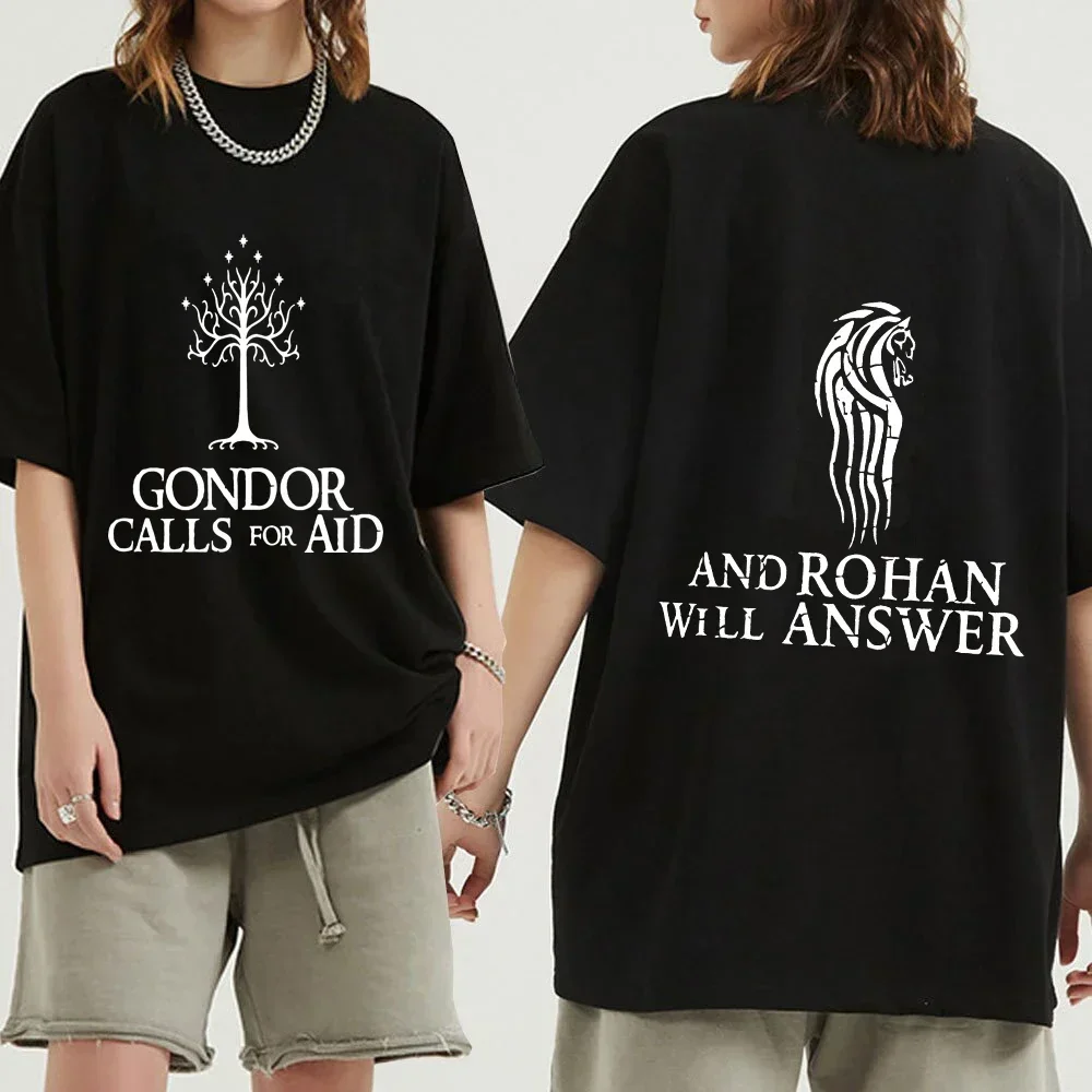 Gondor Calls for Aid and Rohan Will Answer Graphic Print T-shirts Men Women Vintage T-shirt Oversized Streetwear Tee Shirt