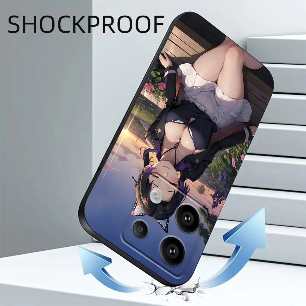 Hoesje Voor Poco M6 Pro Siliconen Telefoon Achterkant Cover Zwart Tpu Case Demon Slayer Nezukobikini