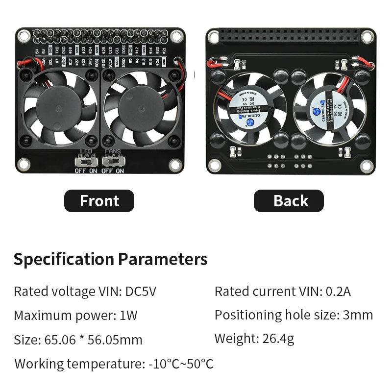 Raspberry Pi مروحة تبريد مزدوجة GPIO لوح تمديد تشغيل/إيقاف مفتاح LED ضوء مبرد نشط لـ Raspberry Pi 5 4B 3B+ 3B #6