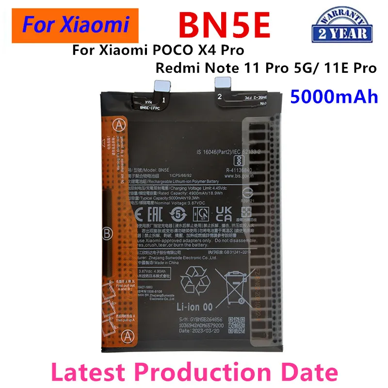 

Brand New BN5E 5000mAh For Xiaomi Redmi Note 11 Pro 5G/ 11EPro /POCO X4 PRO Phone Replacement Batteries