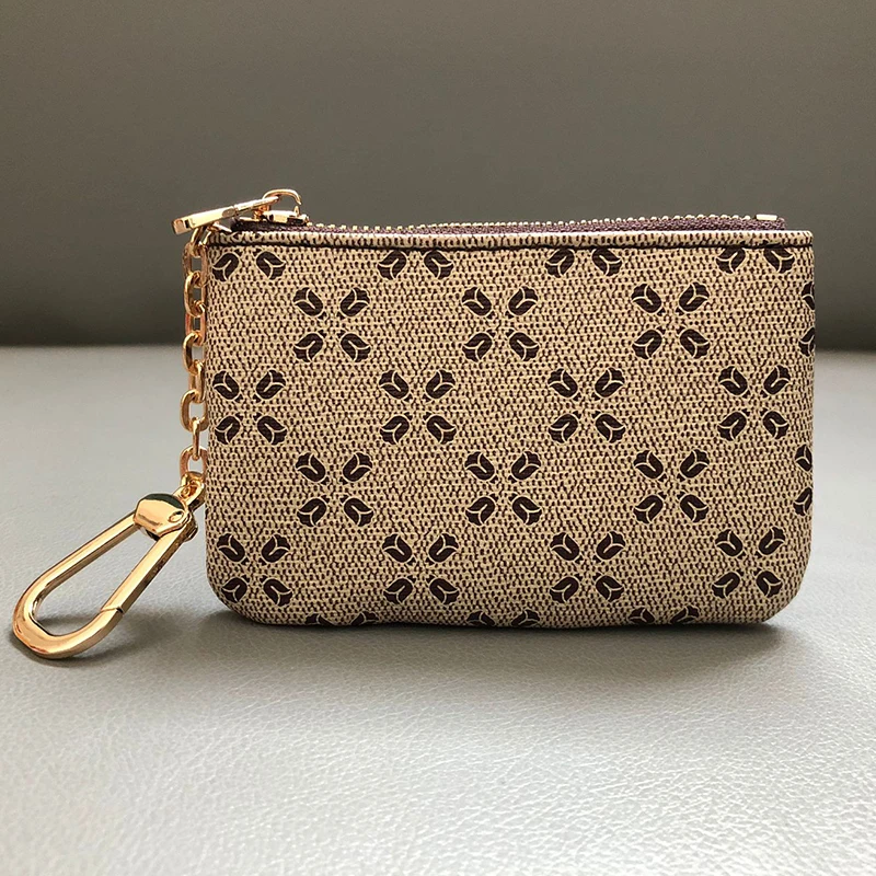 

Women's Cartoon Printing Wallet Retro Classic PVC Leather Fashion Simple Ladies Coin Card Holder Key Chain Ring Pouch Purse Bag