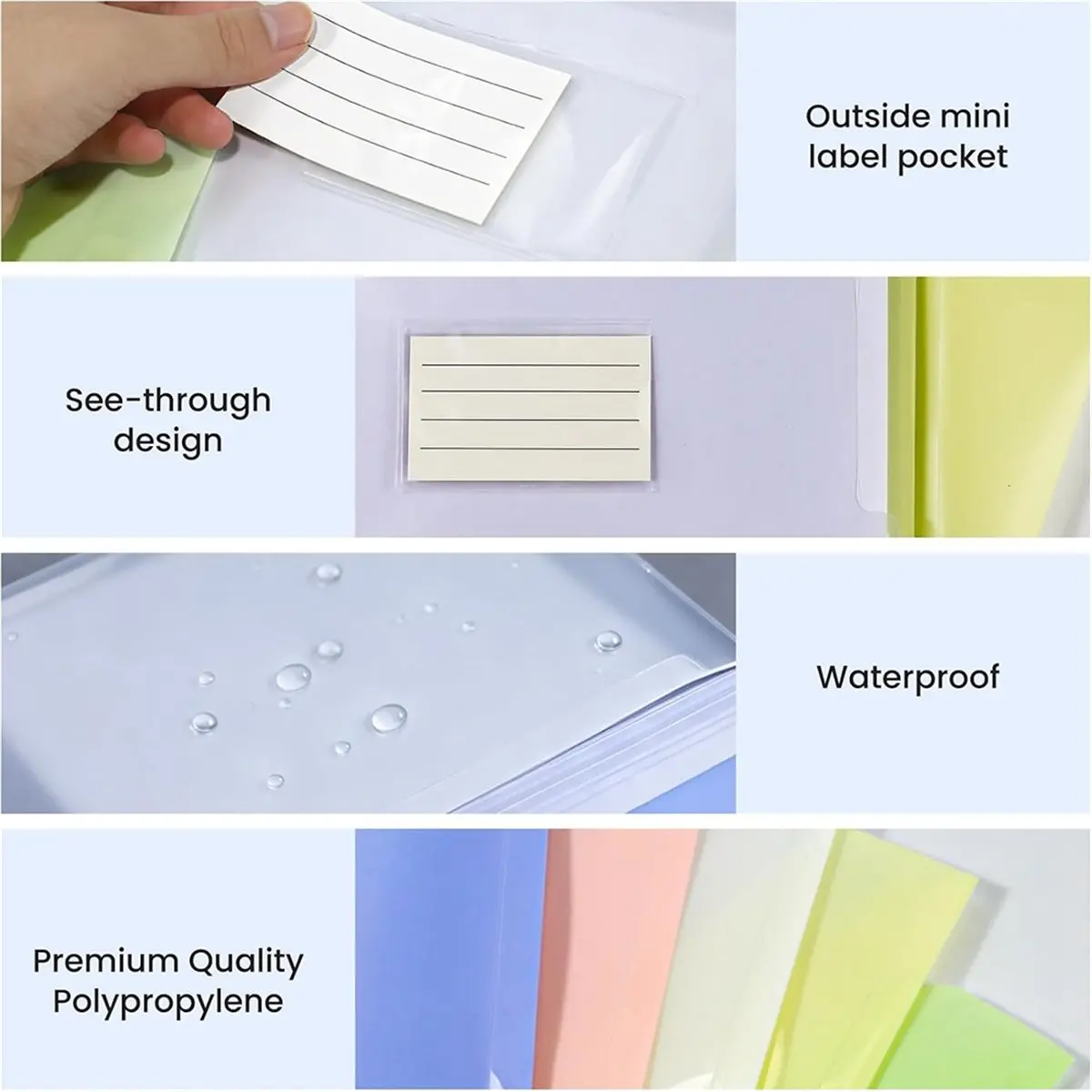 Home Tool 11-Hole Binder Pockets,Fits Letter / A4 Size for 2/3/4 Ring Binder,Plastic Expanding File Folders,200-Sheet Capacity