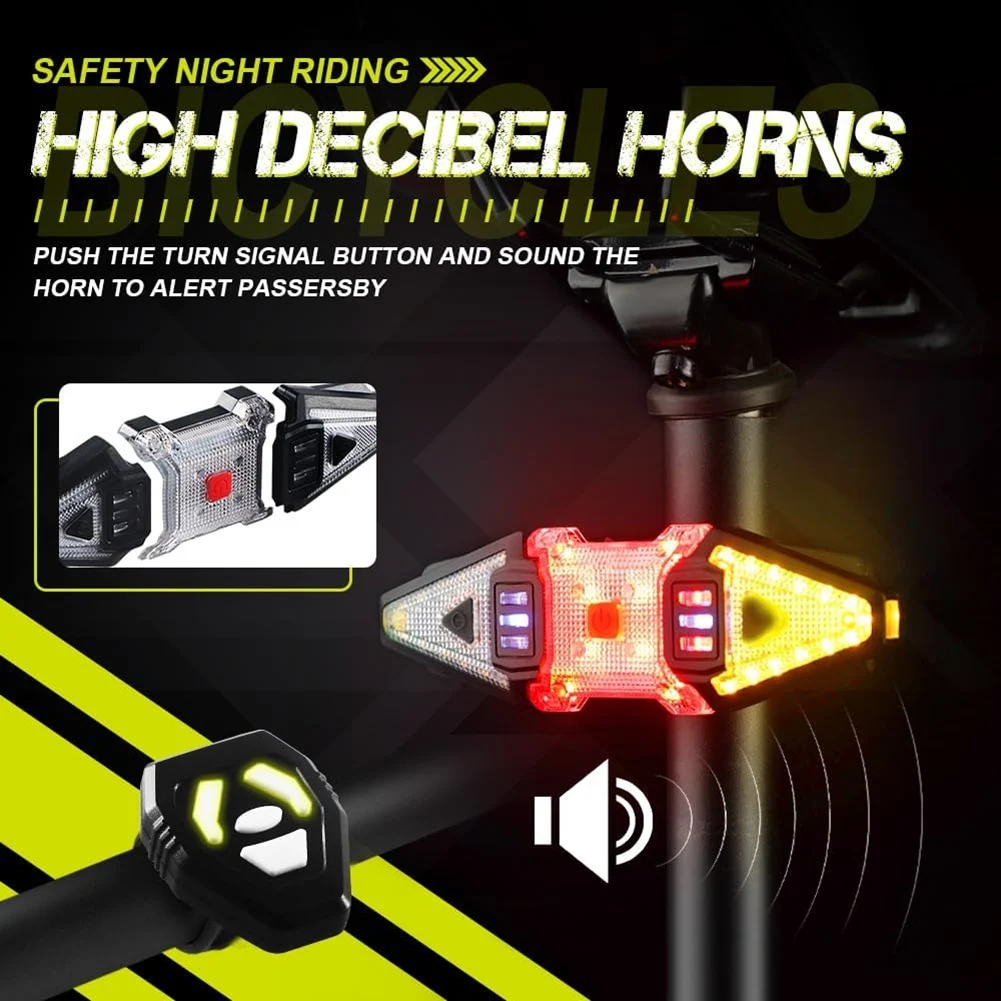 HOT!A72T Split USB Rechargeable Bike Tail Light With Turn Signals, Wireless Remote Control Front And Back Light