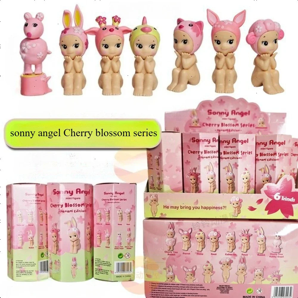 Hot Sell Sonny Angel Hippers Cherry Blossom Sitting Posture Cute  Anime Figures Office Car Decor Valentine's Day Girl's Toy Gift