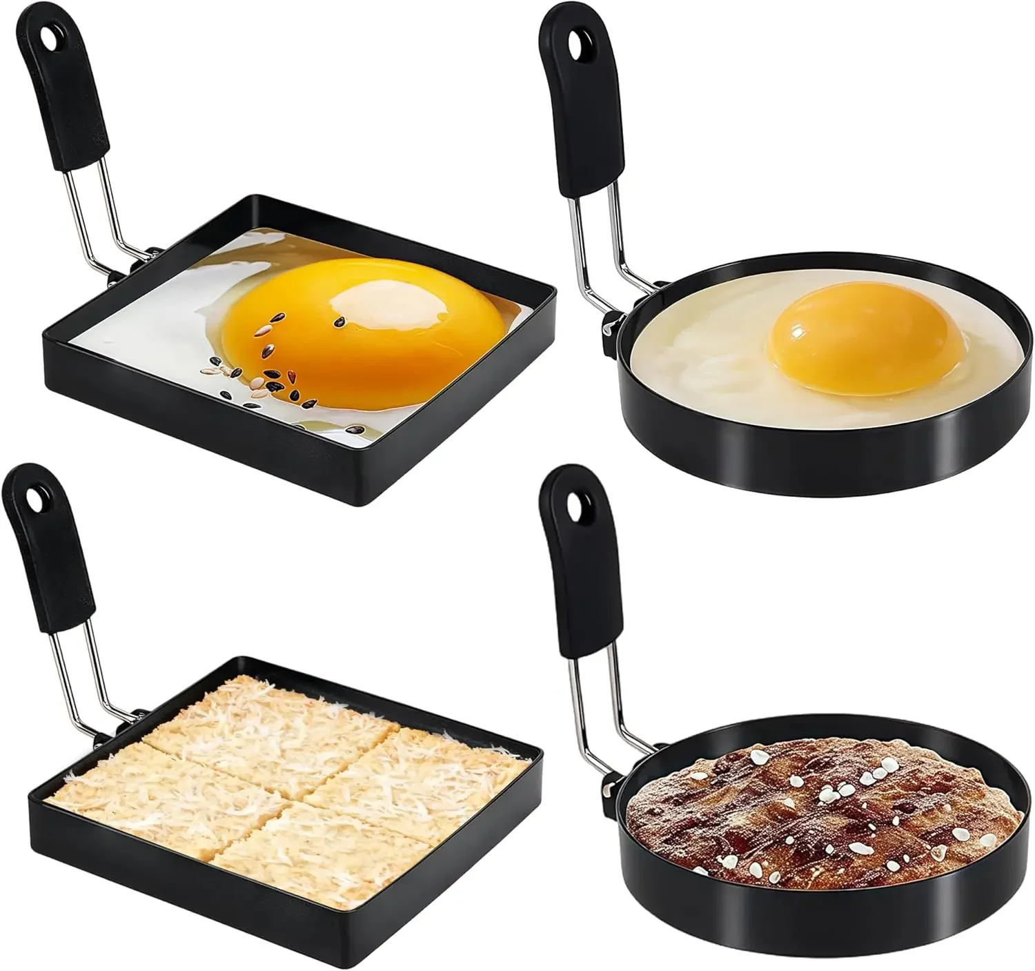 Egg Rings Stainless Steel Egg Molds for Frying Round Egg Cooker Ring for Griddle Breakfast Cooking Fried Egg Rings Nonstick Mold