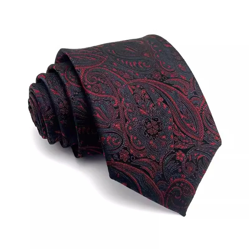 New 7CM Mens Ties Stripes Paisley Necktie Brown Color Formal Classic Business Neck Ties Jacquard Woven Necktie For Men Party