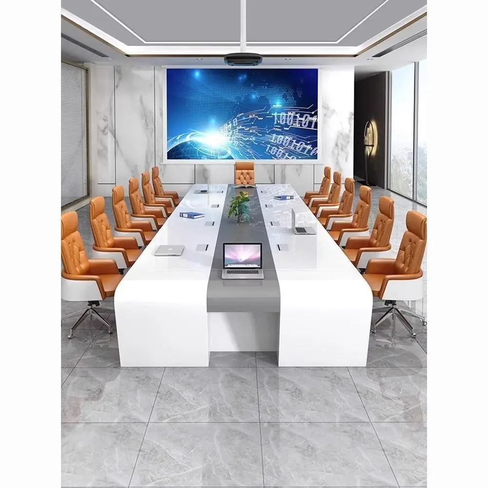 

Modern Painted Conference Table and Chair Combination Long Office Negotiation Desk Large Meeting Room Table