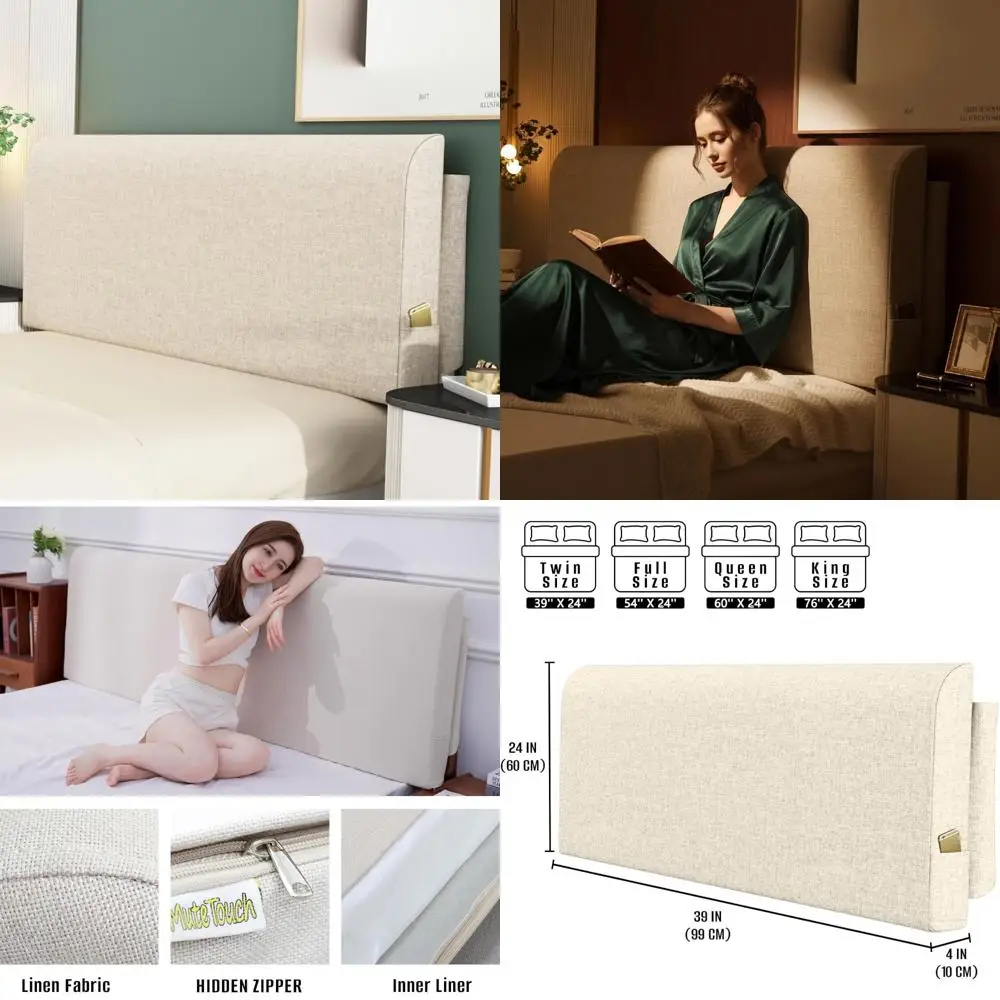 

Настенное мягкое двойное изголовье — простая сборка, без инструментов, съемный моющийся льняной чехол, многофункциональная спинка для