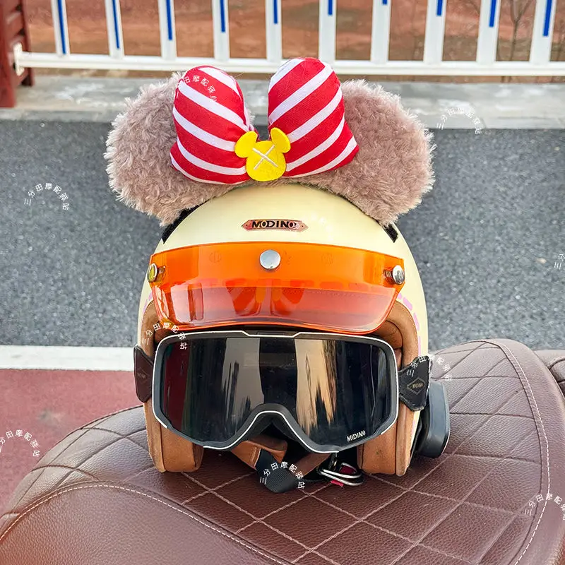 Motorcycle Helmet Decoration With Butterfly Strap And Cute Ears Female And Child Specific Helmet Decoration No Helmet