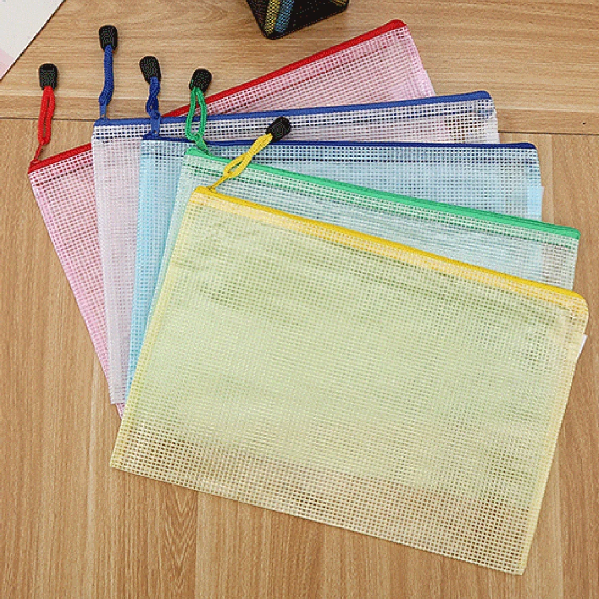 5-100PCS Schreibwaren Lagerung Ordner Datei Mesh Mäppchen A4/A5/A6 Dokument Tasche Zip Datei ordner Dokument Veranstalter Papier Schreibtisch