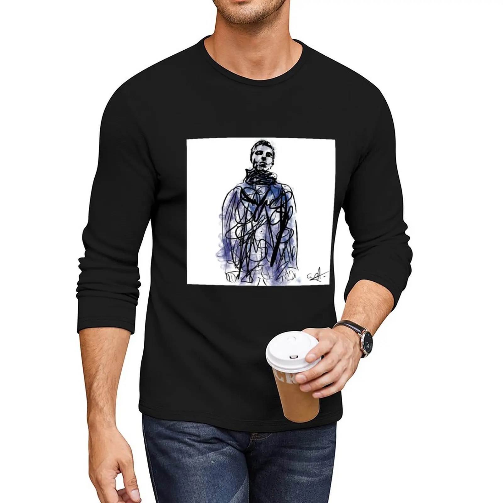 liam gallagher art Long T-Shirt boys white t shirts mens funny t shirts