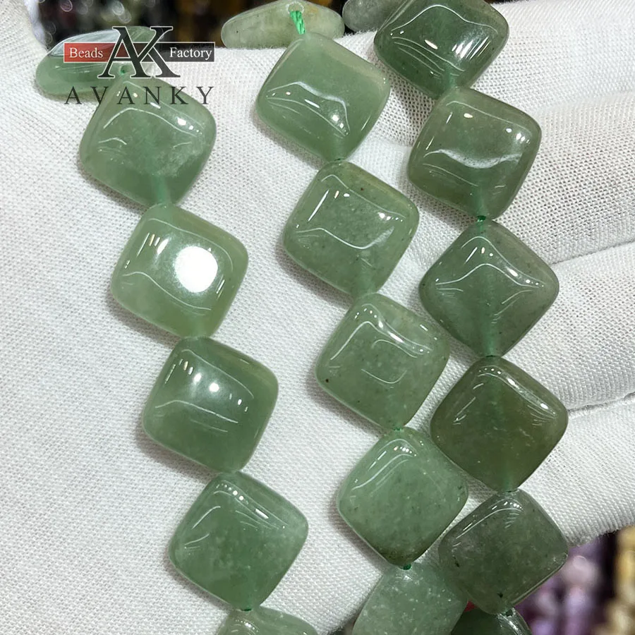 Natura Greenl Eastern Tombs Jade Stone Oblique Square Shape Loose Beads Jewelry Making DIY Necklace Bracelet Accessory 15''15mm