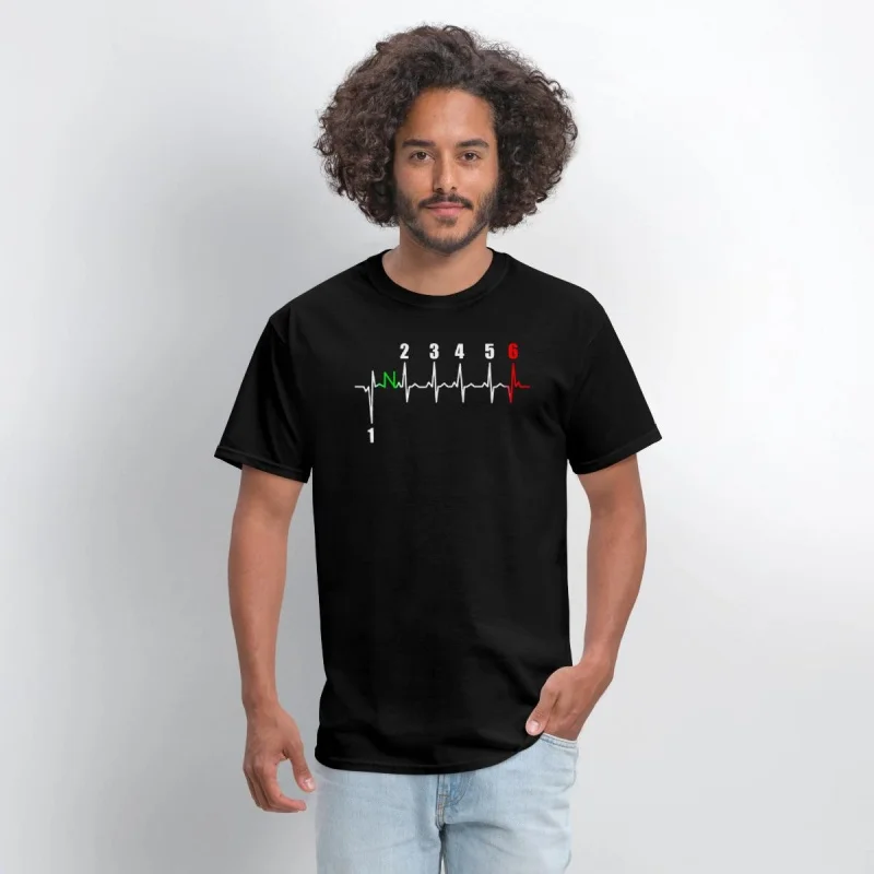 

Motorcycle Heartbeat Gear Gift t shirt for Cafe Racer Full Of Spee Graphic clothes 100% cotton printed tee All size Tops S-6XL