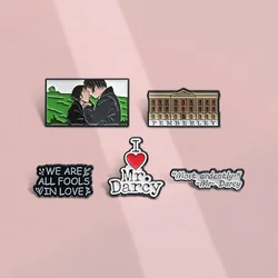Romantic Lover Story Book Metal Brooches Pride Prejudice Enamel Pins Backpack Lapel Badge Custom Jewelry Gift for Readers
