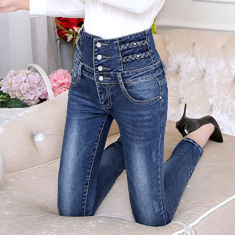 New Women High Stretch Thin Jeans Fashion Sexy Slim Denim Pencil Pants Skinny Lifting Butt Jeans High Quality Streetwear XK130