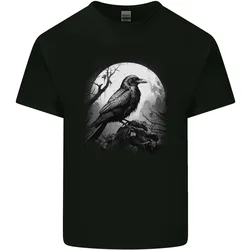 A Moonlit Raven Vikings Fantasy Mythology Crow Mens Cotton T-Shirt Tee Top  tops Unisex Summer Short Sleeve