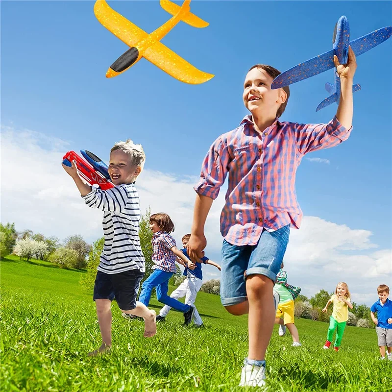 Avión de juguete para niños, modelo de eyección de un clic, Avión de espuma con 1 paquete de lanzamiento grande, juguete volador para niños, regalo para niños