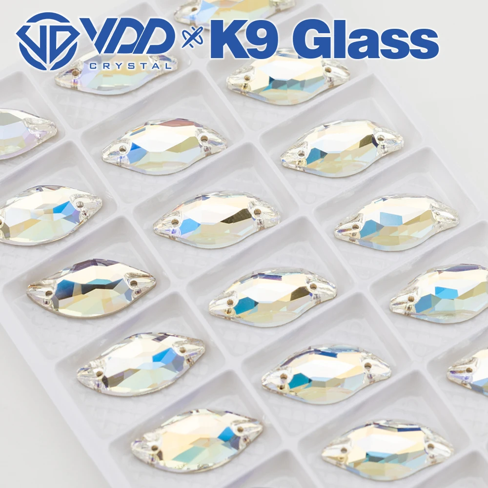 VDD Großhandel Blattförmige Hochwertige K9-Glas-Applikationssteine, Kristall-Flachboden-Nähsteine für Kleidung, DIY, Kleider, Hochzeitskleider – Detail 6
