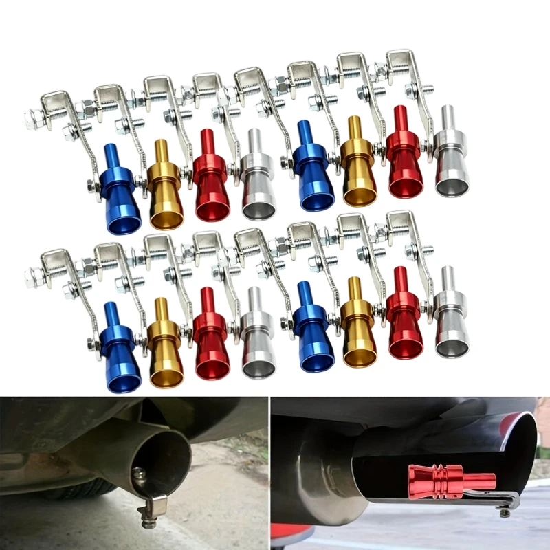 Embout d'échappement turbo en aluminium avec sifflet et support de fixation stable, robuste, compatible avec voitures, camions, SUV et motos