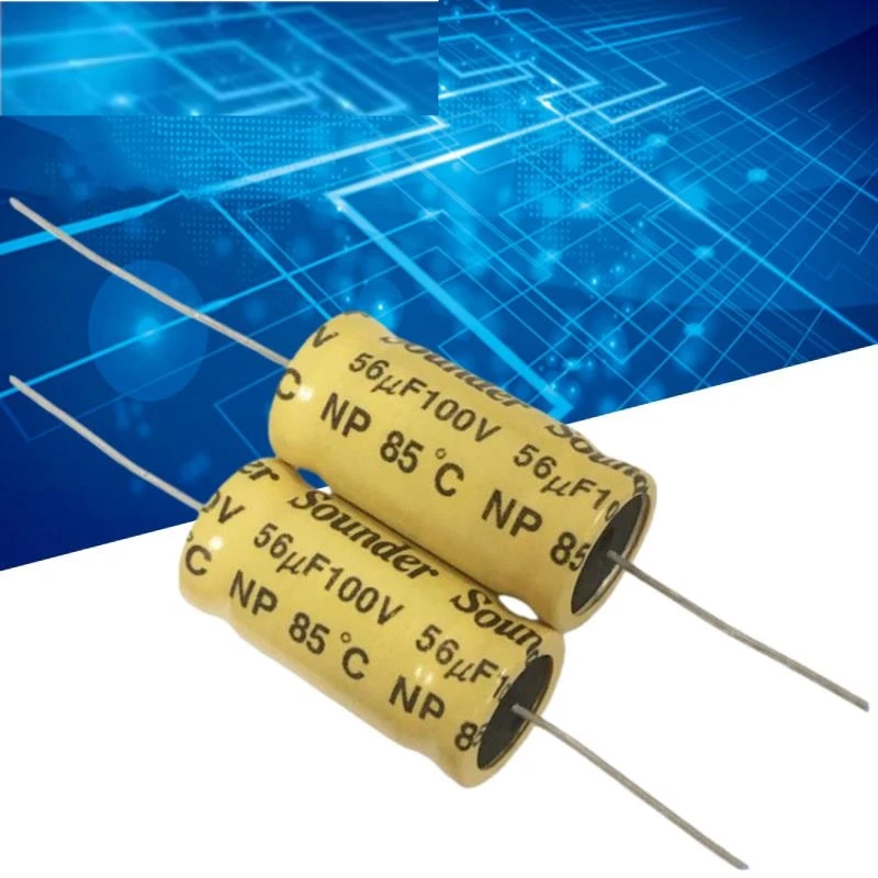 2PCS horizontal axial non-polar midrange crossover 100v 56uf 16X33mm