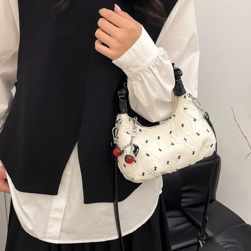 

JIAERDI Sweet Cute Bow Handbag Women Wrinkle Bubble Small Capacity Shoulder Bag Ladies Fashion Elegant Casual Crossbody Bag 2025