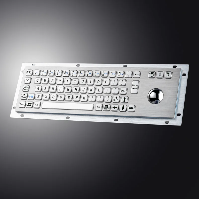 Waterproof Vandal Proof Panel Metal Industrial Keyboard Stainless Steel Keypad With Trackball Mouse