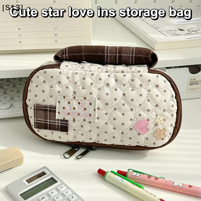 Heart Shaped Handle Pencil Case Cute Ins Style Primary School Student Pencil Bag Pencil Box[Q]Q@