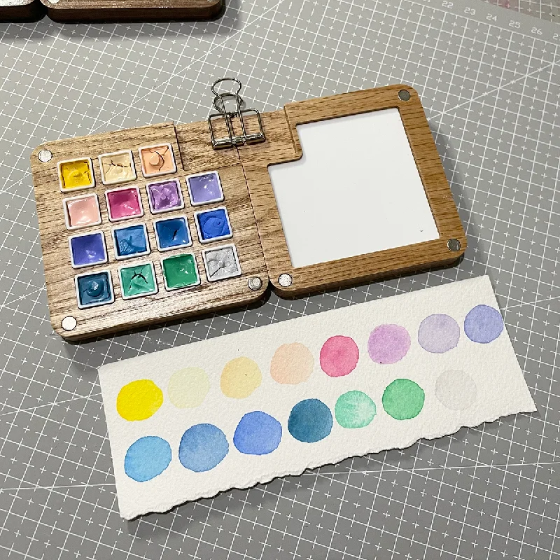 Walnut Wooden Watercolor Palette Empty Travel Portable Mini Watercolor Acrylic Paint Box Square Tray Box Art Painting Supplies