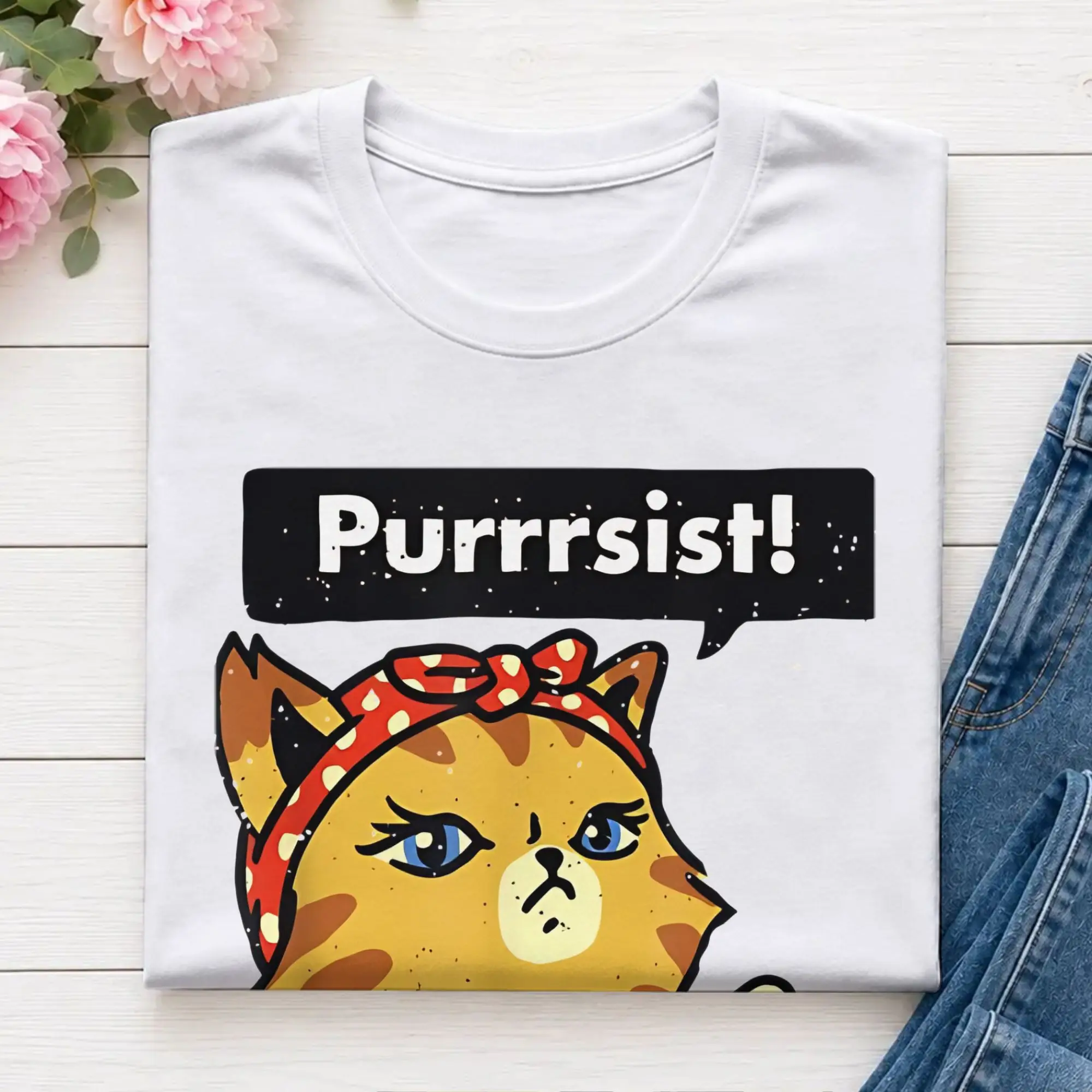 Men's Purrsist Resist Persist Funny Pussy Cat   T Shirts Proud Pussys 100% Cotton Clothes O Neck Tee Shirt Plus Size T-Shirt