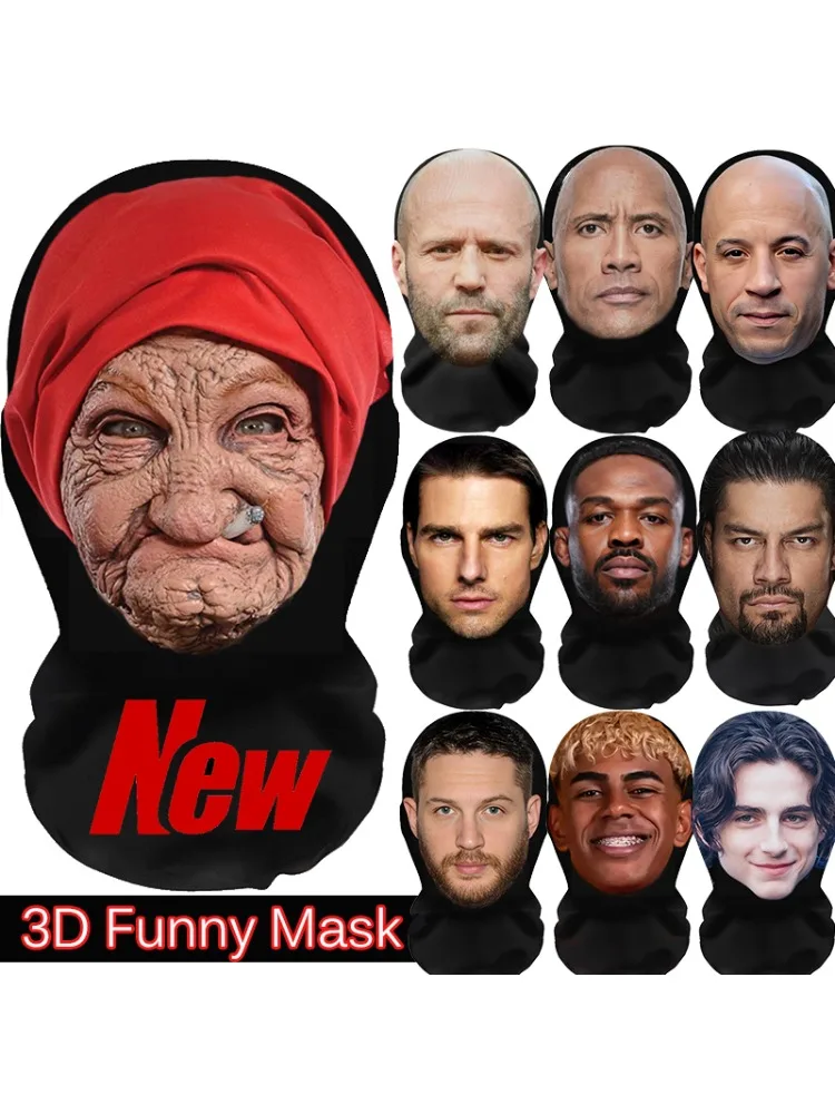 Maska na Halloween 2026 do cosplayu, odgrywania ról, kostiumów maskowych, przebieranek, realistyczne maski na twarz celebrytów, kominiarka, nakrycie głowy — 2