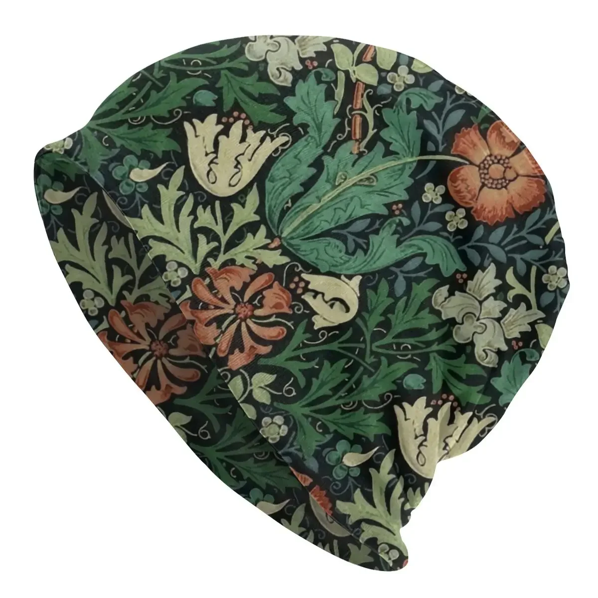 Custom William Morris Compton Floral Art Nouveau Pattern Bonnet Homme Cool Knitting Hat Warm Winter Textile Pattern Beanies Caps