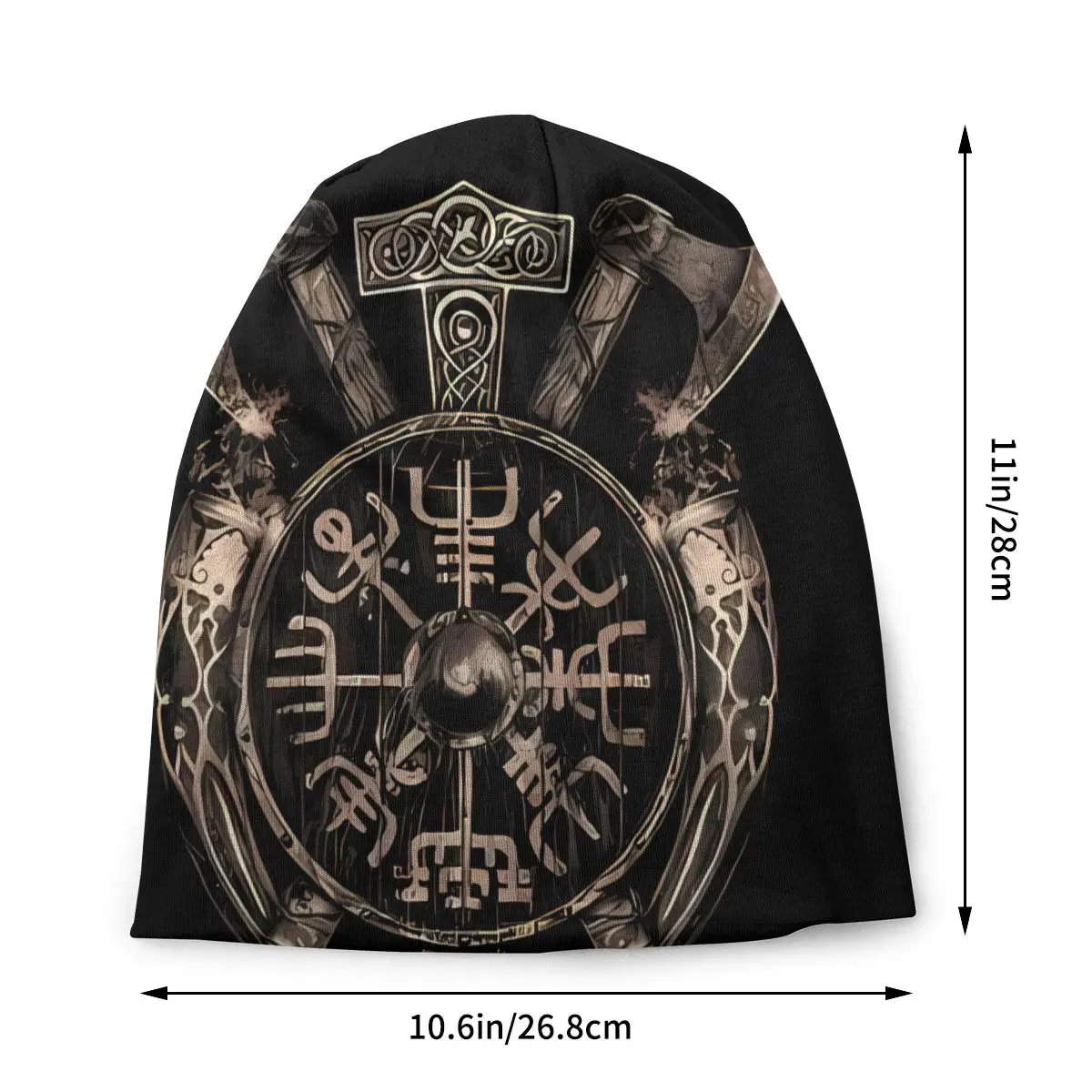 Bonnet Hats Viking Mythology Men Women\'s Thin Skullies Beanies Hat Vegvisir Shield Valhalla Autumn Spring Warm Cap Design Caps