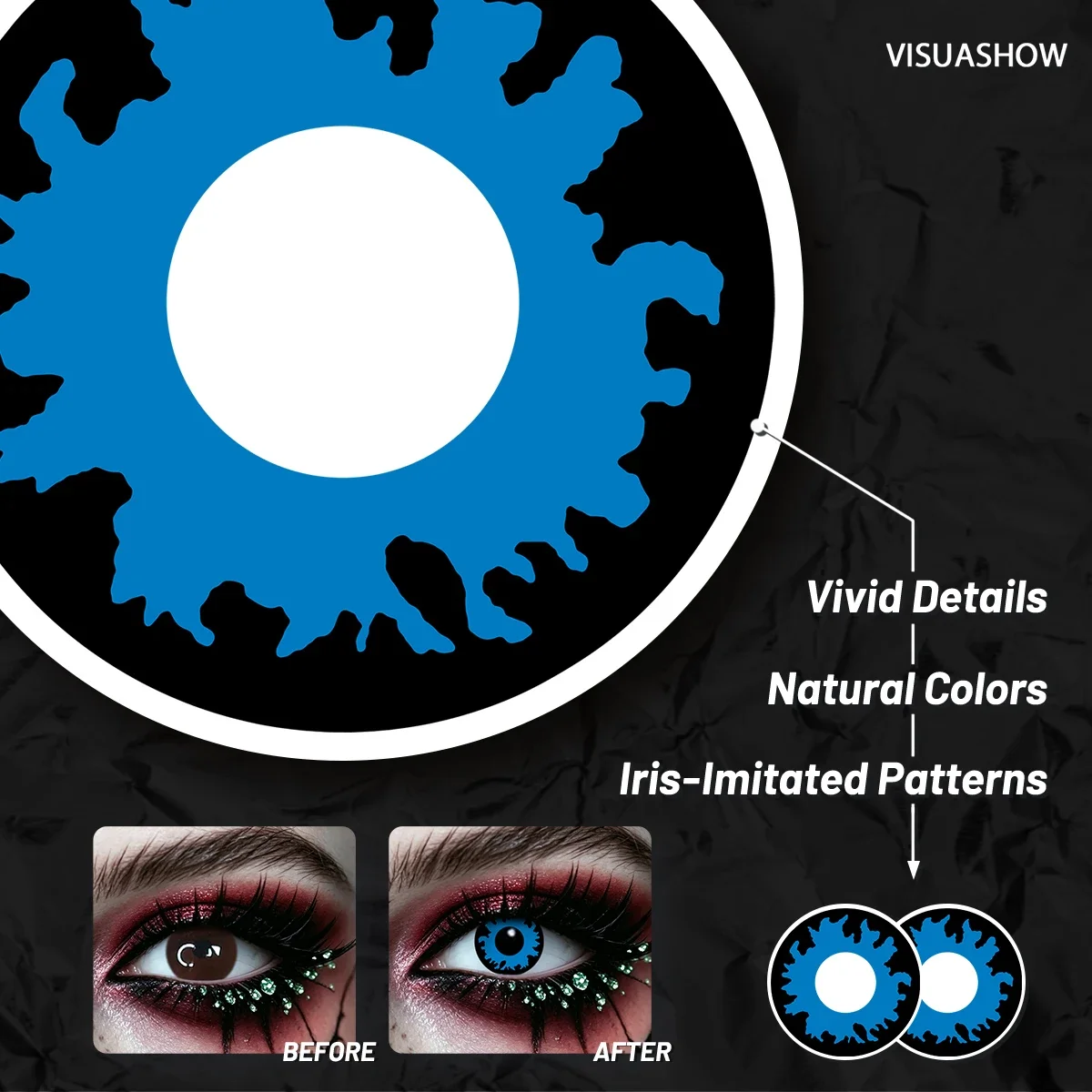 Lalens Grüne Anime-Cosplay-Farbkontaktlinsen, 1 Paar, 14,2 mm, Kosmetiklinsen für Cosplayer, Halloween, Weihnachtsfeier, Kostüm, Augen-Make-up – Detail 10