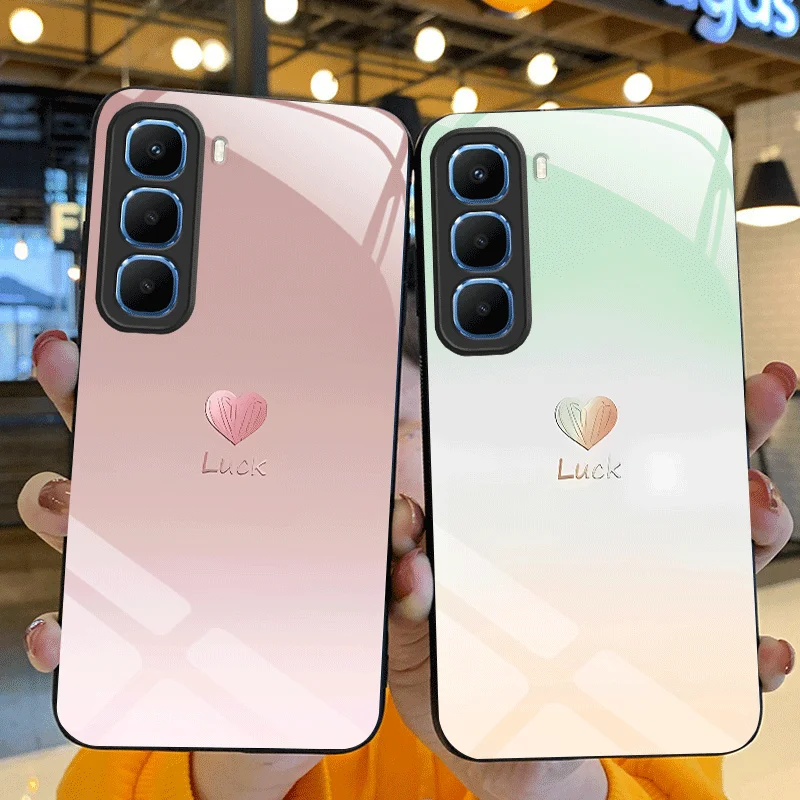 

Жесткий чехол из закаленного стекла для Infinix Hot 60 Pro + Infinix Hot 60i 4G, защитный чехол с любящим сердцем, задняя крышка Fundas