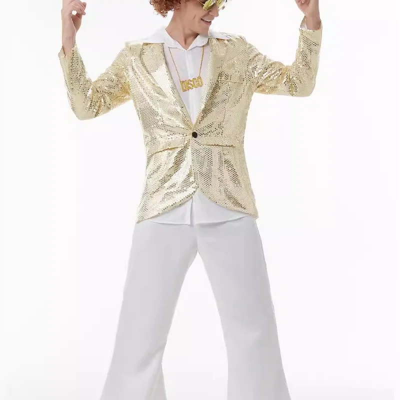 

Новинка 2025 года, Хэллоуин для взрослых, ретро, дискотека 70-х годов, костюм хиппи, женский этнический сценический костюм, китайское производство, весна