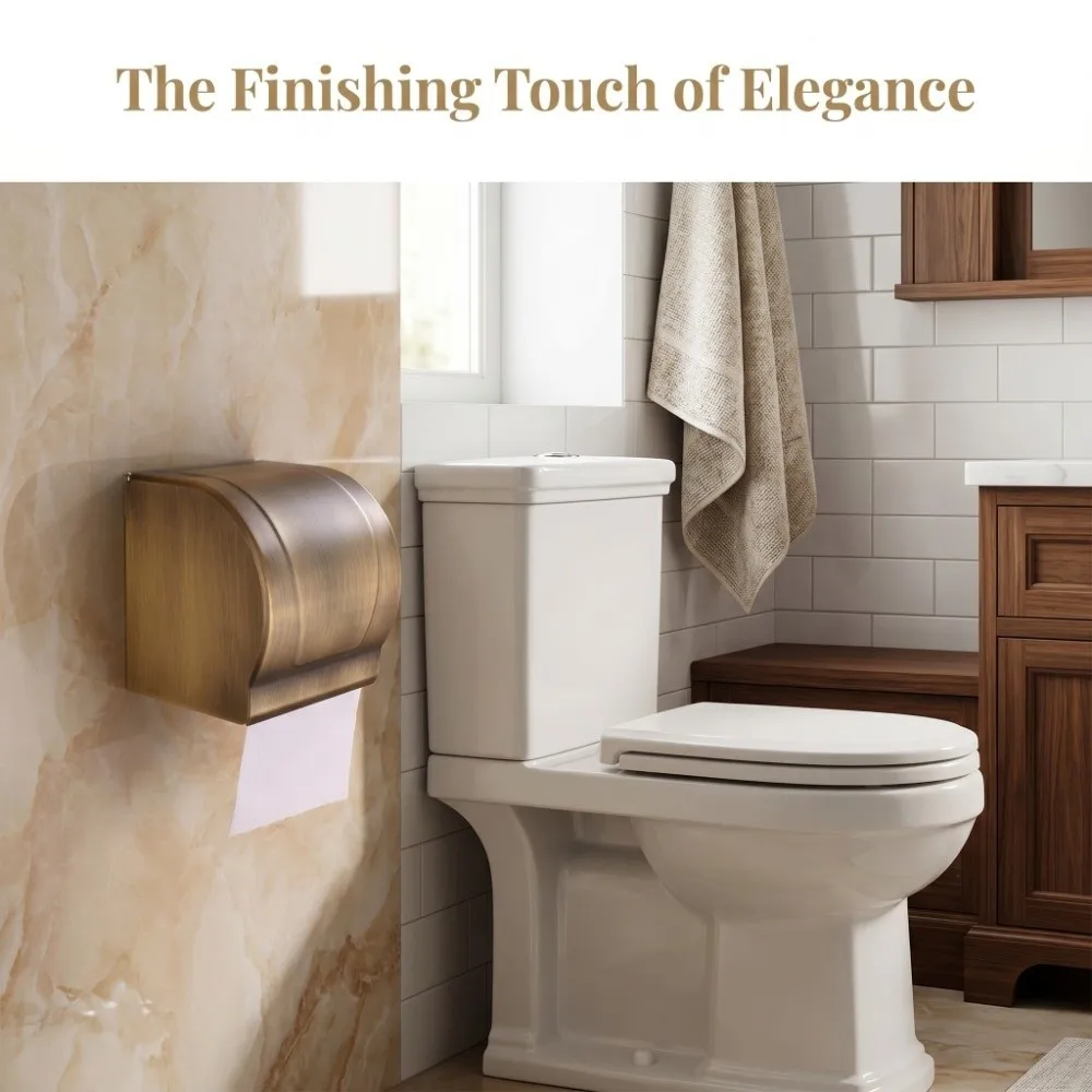 

Copper Paper Towel Dispenser Brass Wall Mounted Toilet Paper Holder Easy Installation Large Capacity Tissue Box