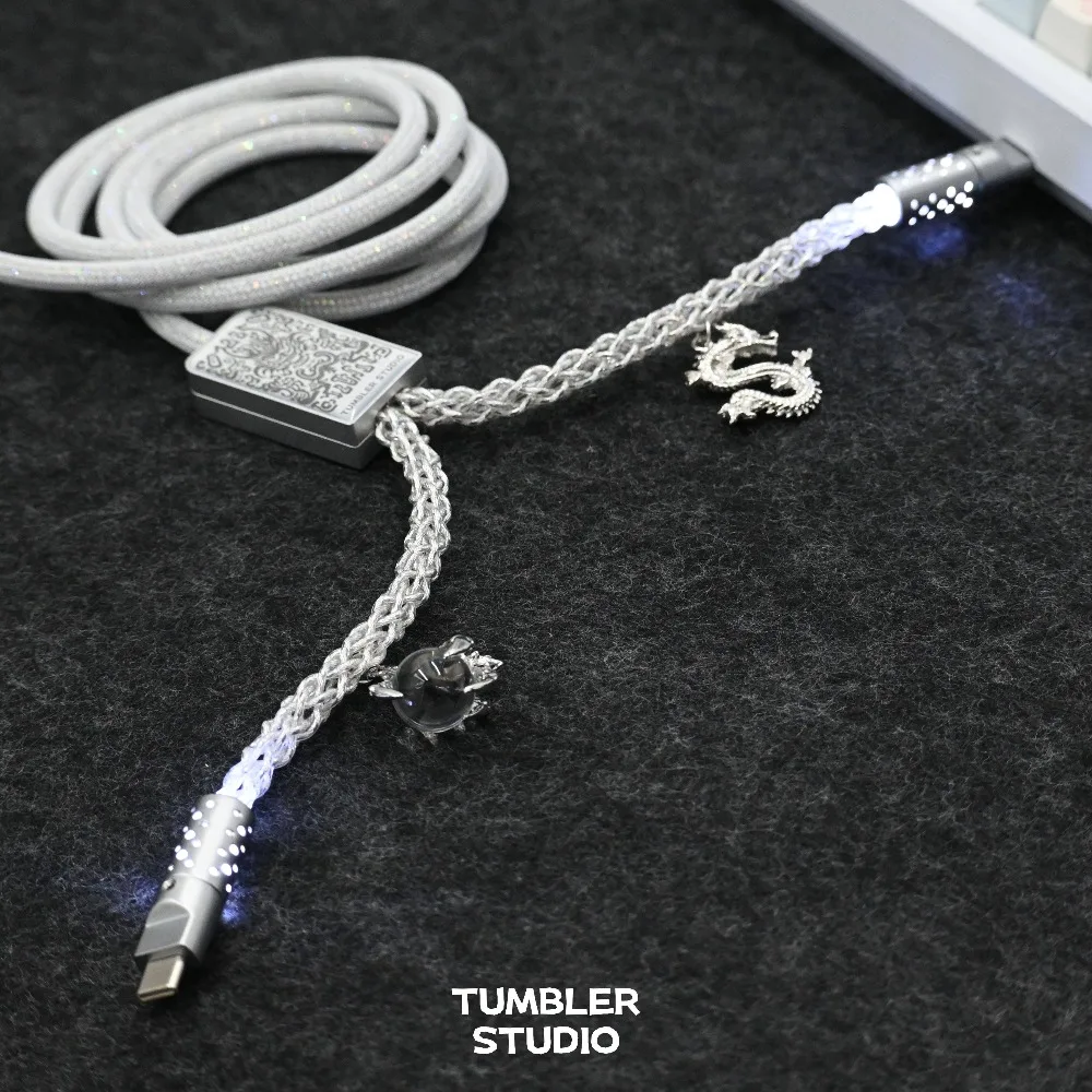 Keyboard Air Plug Cable 1 To 2 Costom USBA-TYPEC 1.5m 8K Magnetic Axis Keyboard Cable Silver Black Game Keyboard DecorationCable