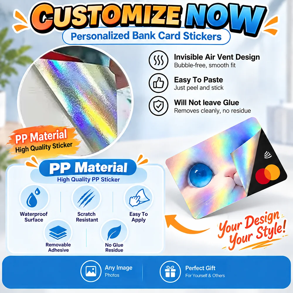 DIY Anpassbare Bankkreditkarten-Hologramm-Laser-Glänzende Seitliche Folienhülle 4 Stück Aufkleber für Debit- und Kreditkarten Bankkarten – Detail 5