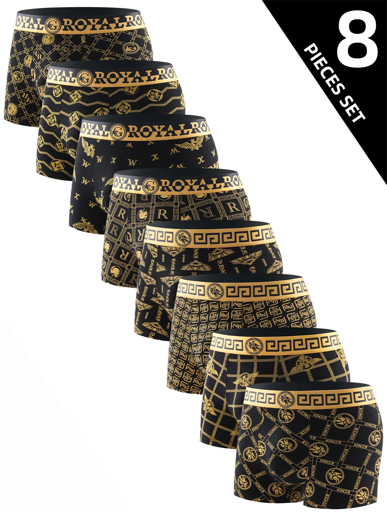 8pcs Men's Underwear Breathable Comfortable High-end Men's Boxers Briefs Classic Trend Fashionable Casual Sports Men's Pants