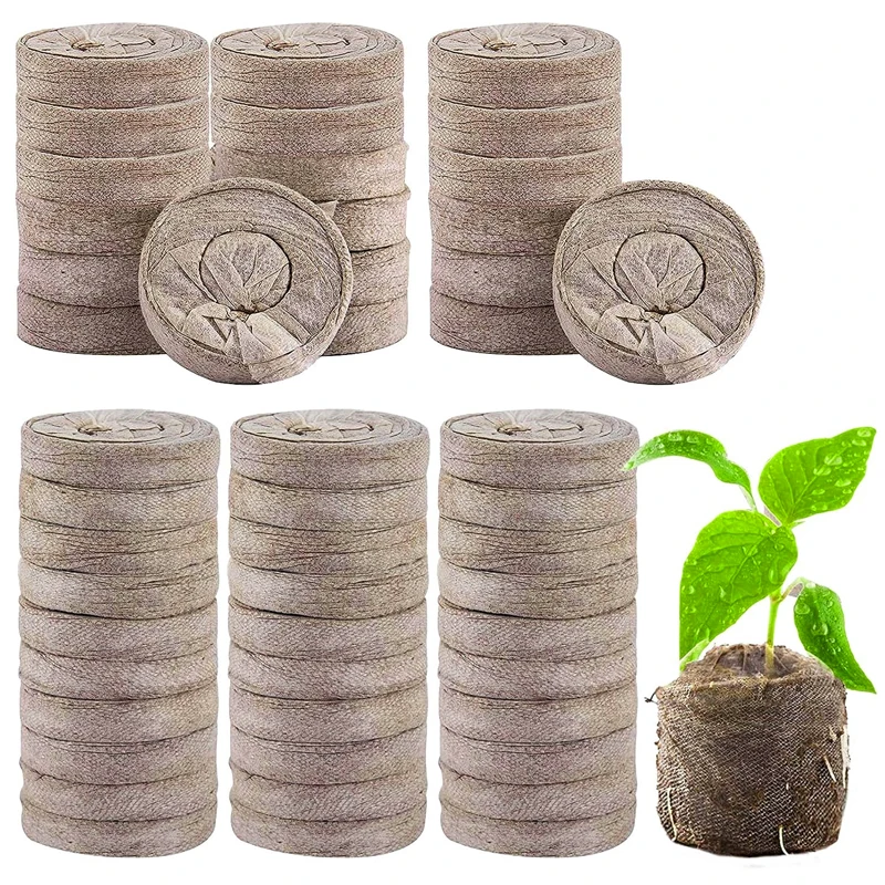 10-50 Uds. De pelotas de inicio de plántulas de jardín, bloques de suelo, tapones de plantación no tejidos de turba comprimida, bloques de plántulas para jardín