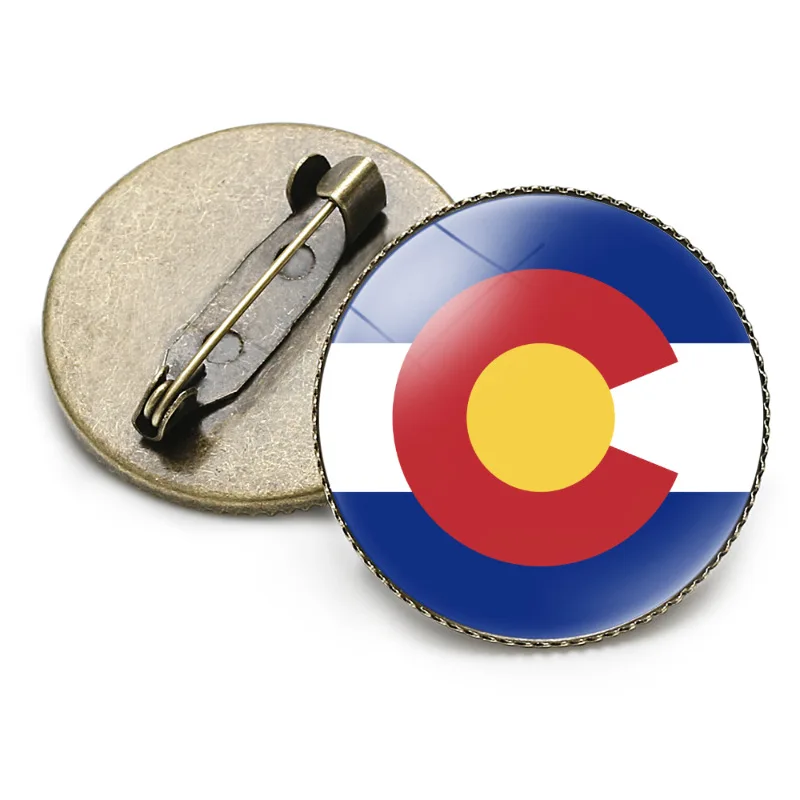 Vintage Brooch with Printed Flags of Various States in The United States, Creative Small Accessory Factory, Direct Shipping