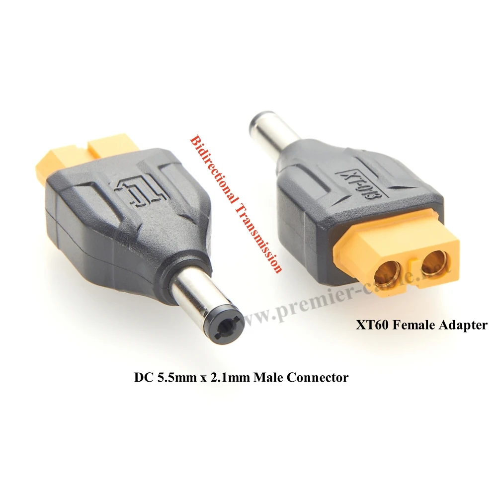 XT60 to DC 5521 Adapter XT60 Female to DC 5.5mm x 2.1mm Male Connector Model Airplane Power Extender for Drone Model Energy