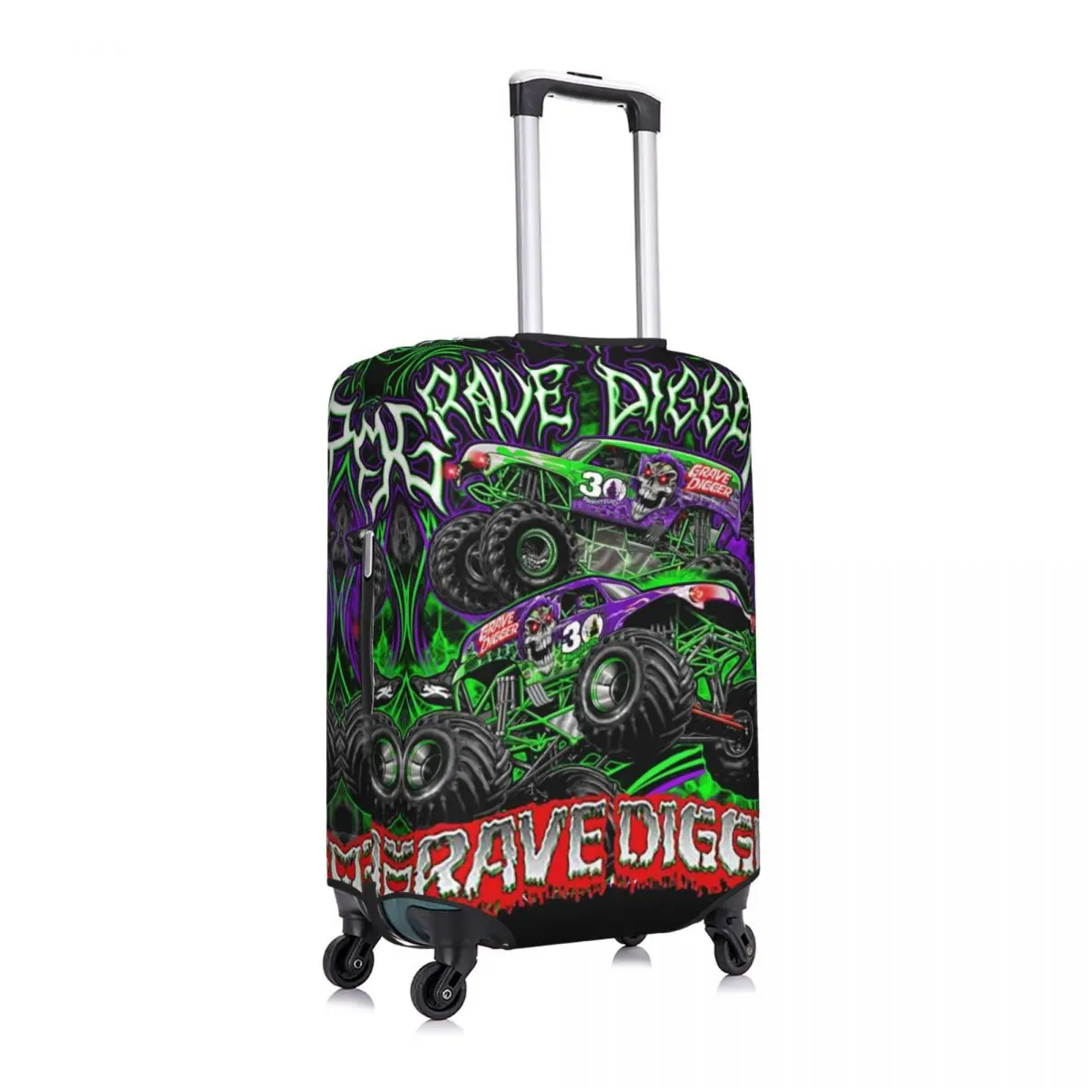 Monster Jam Truck Suitcase Cover Grave Digger Holiday Travel Fun Xmas Gift Luggage Case Protection