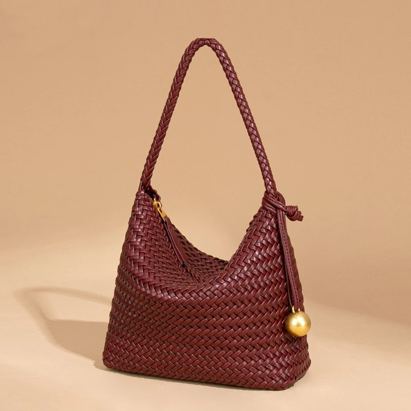 

Классические сумки-ведра ручной работы для женщин, роскошные дизайнерские сумки и кошельки, новинка 2026, из искусственной кожи, металлический шар, орнамент, подмышки, плечо