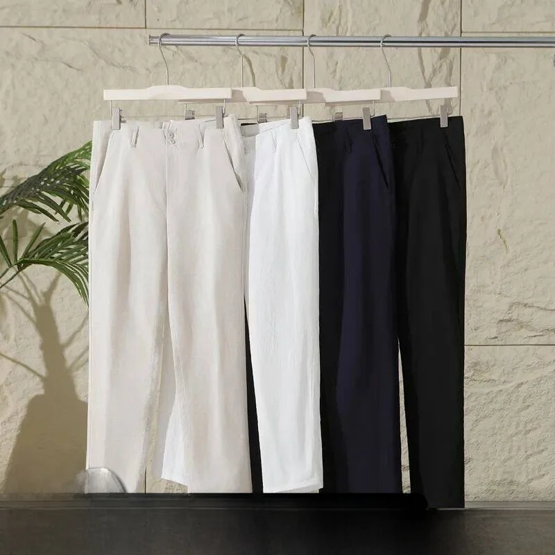 

Quick Dry Outdoor Men's Casual Pants Lenzing Linen 3D Tailoring Spring Summer New Style Comfortable Straight Leg Trousers