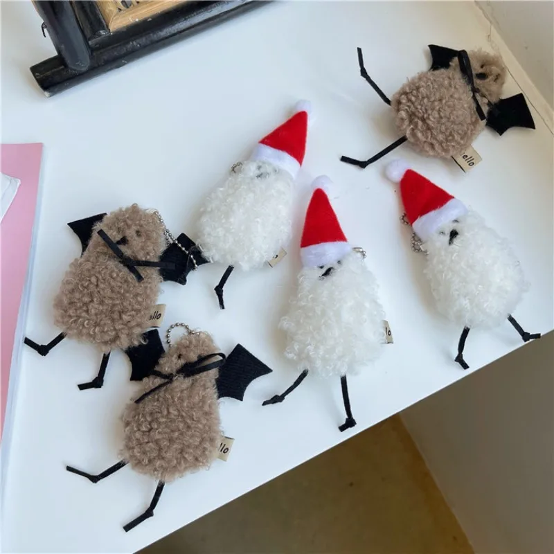 Niedliche Plüsch tier ausgestopfte Puppen Schlüssel anhänger Weihnachts vogel Serie Fledermaus Plüsch Schlüssel bund Paar Tasche Anhänger