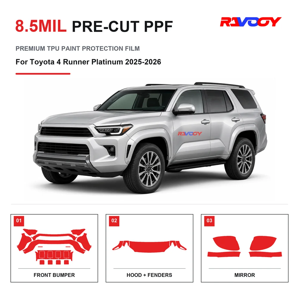 Precut PPF For Toyota 4 Runner Platinum 2025-2026 8.5mil TPU Clear Paint Protection Film Self Healing Hydrophobic UV