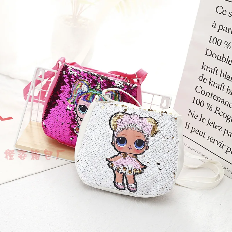 Children\'s Sequin Crossbody Bag Fashion Personality Cartoon Cute Doll Girl Casual Mini Bag Ideal Choice for Gifts