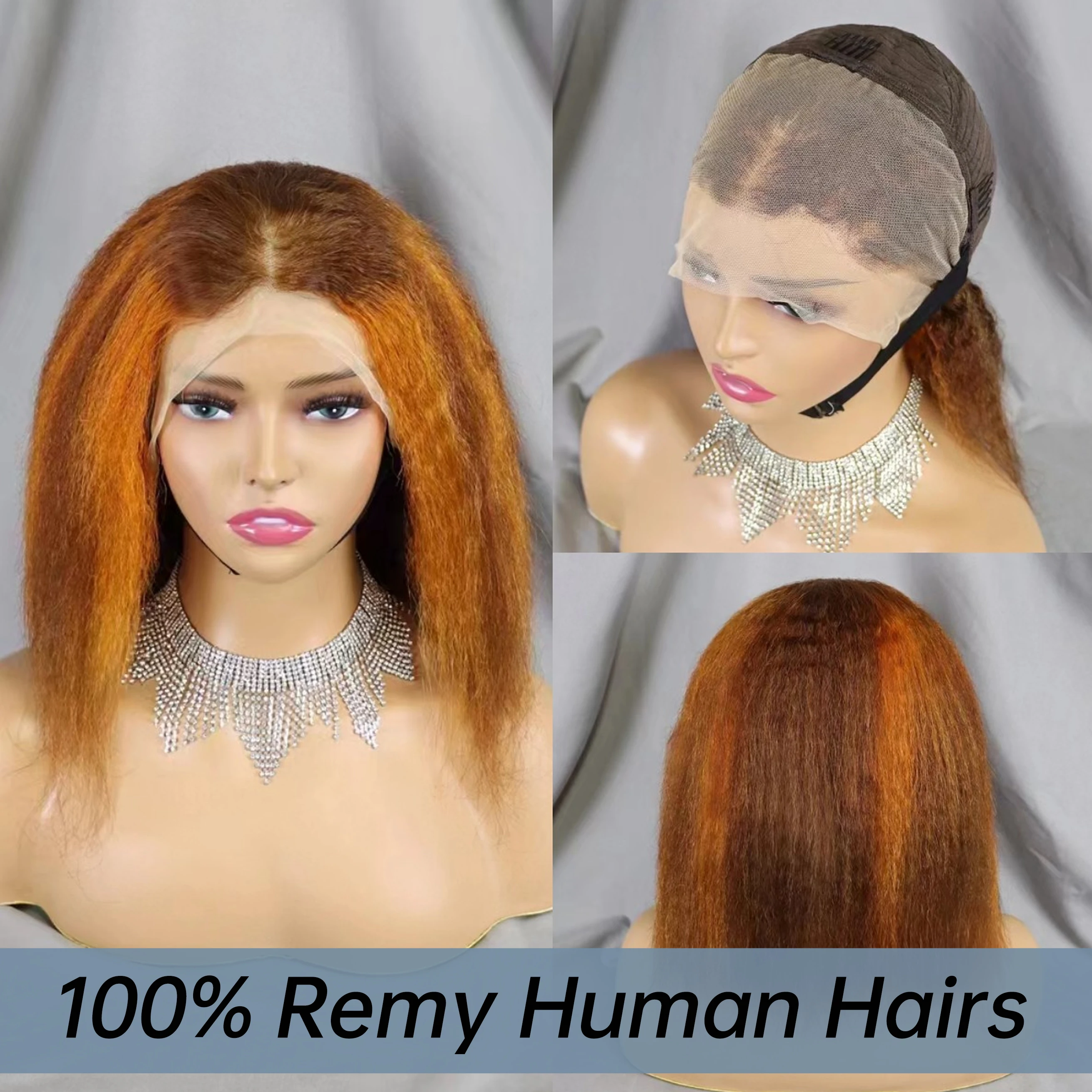 

Kinky Straight Colored Human Hair 13x4 Lace Frontal Human Hair Wigs 100% Brazilian Human Hair Lace Front Hair Wigs for Women