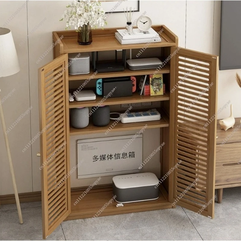 No-Drill Wall Mounted Router Shelf Organizer for Modem Set-Top Box with Cable Holes Dustproof Cover